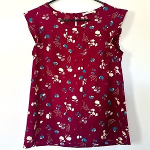 modcloth floral blouse ruffle sleeve size small casual office attire